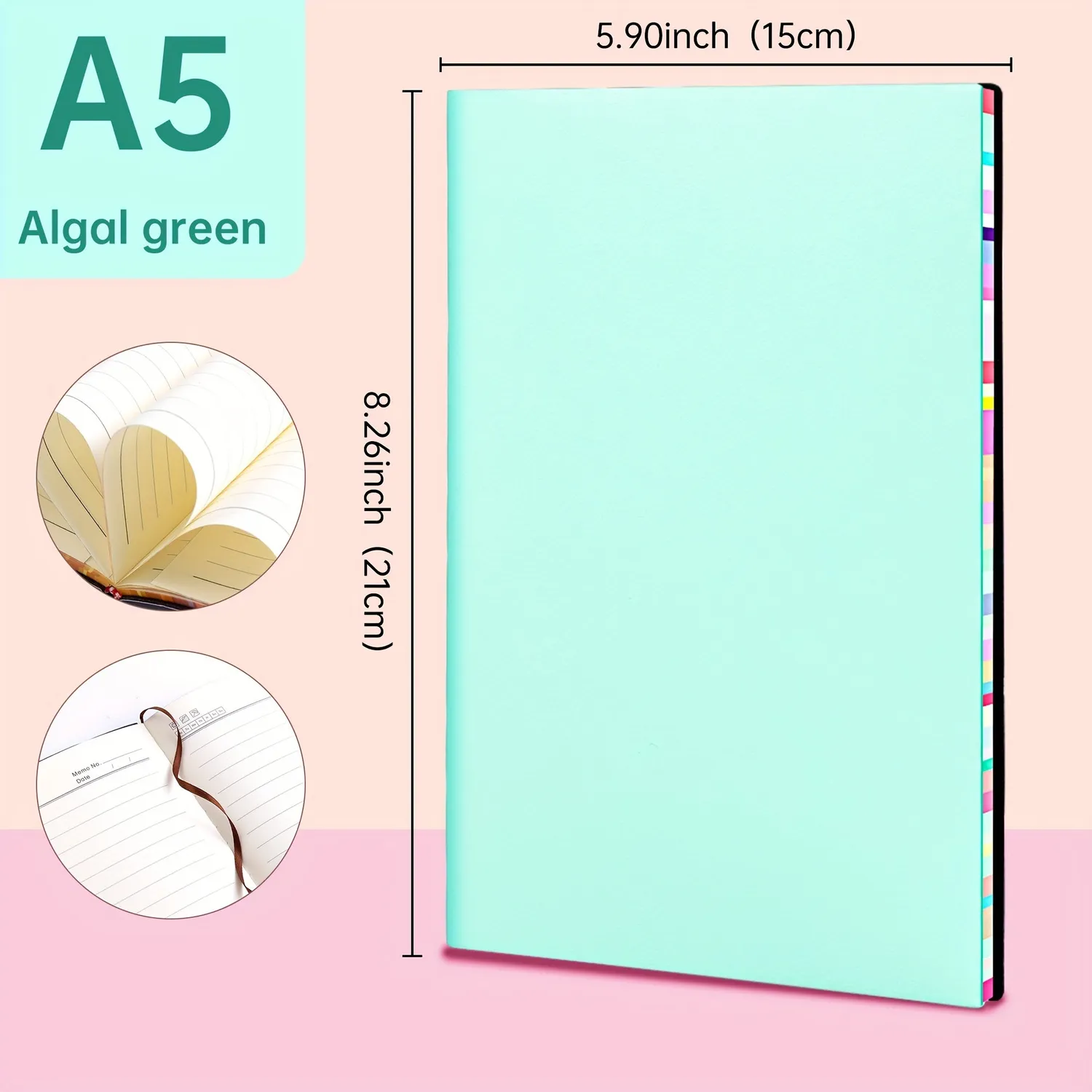 Ieebee Macaron Series Notizbuch liniert A6 Algal Green 120 Seiten