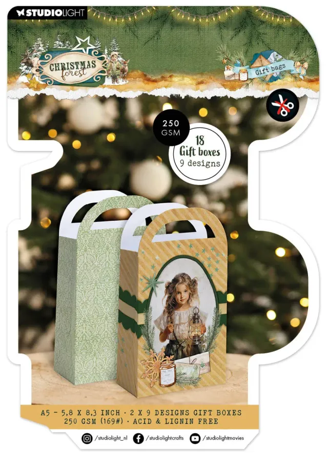 StudioLight Christmas Forest Giftbox Paper Pad Giftbag 18 Blatt