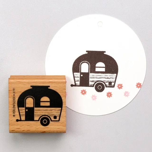 Perlenfischer Wohnwagen Stempel 30x35 mm Urlaub