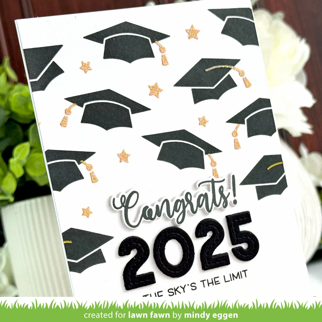 Lawn Fawn Graduation Caps Background Schablonen 15x15cm 2-teilig