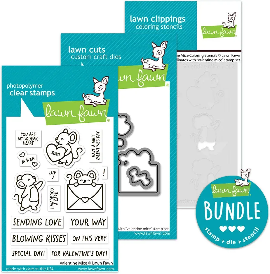 Lawn Fawn Valentine Mice Bundle Stempel Stanze Schablone Set