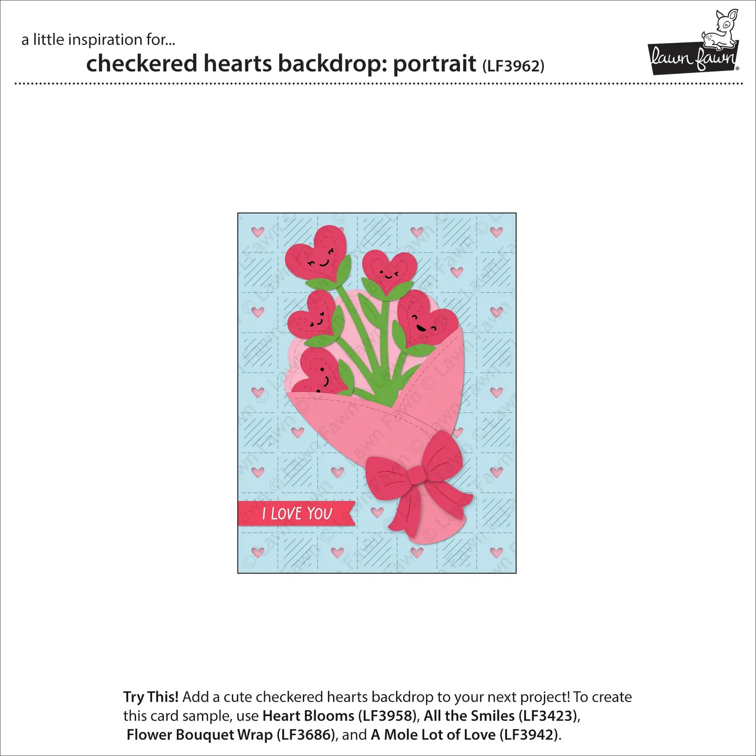 Lawn Fawn Lawn Cuts Checkered Hearts Backdrop Stanzschablone
