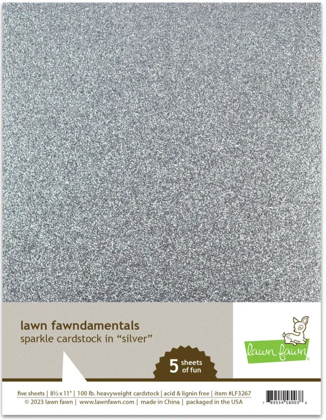 Lawn Fawn Sparkle Silver Cardstock Glitzerkarton 5 Blatt