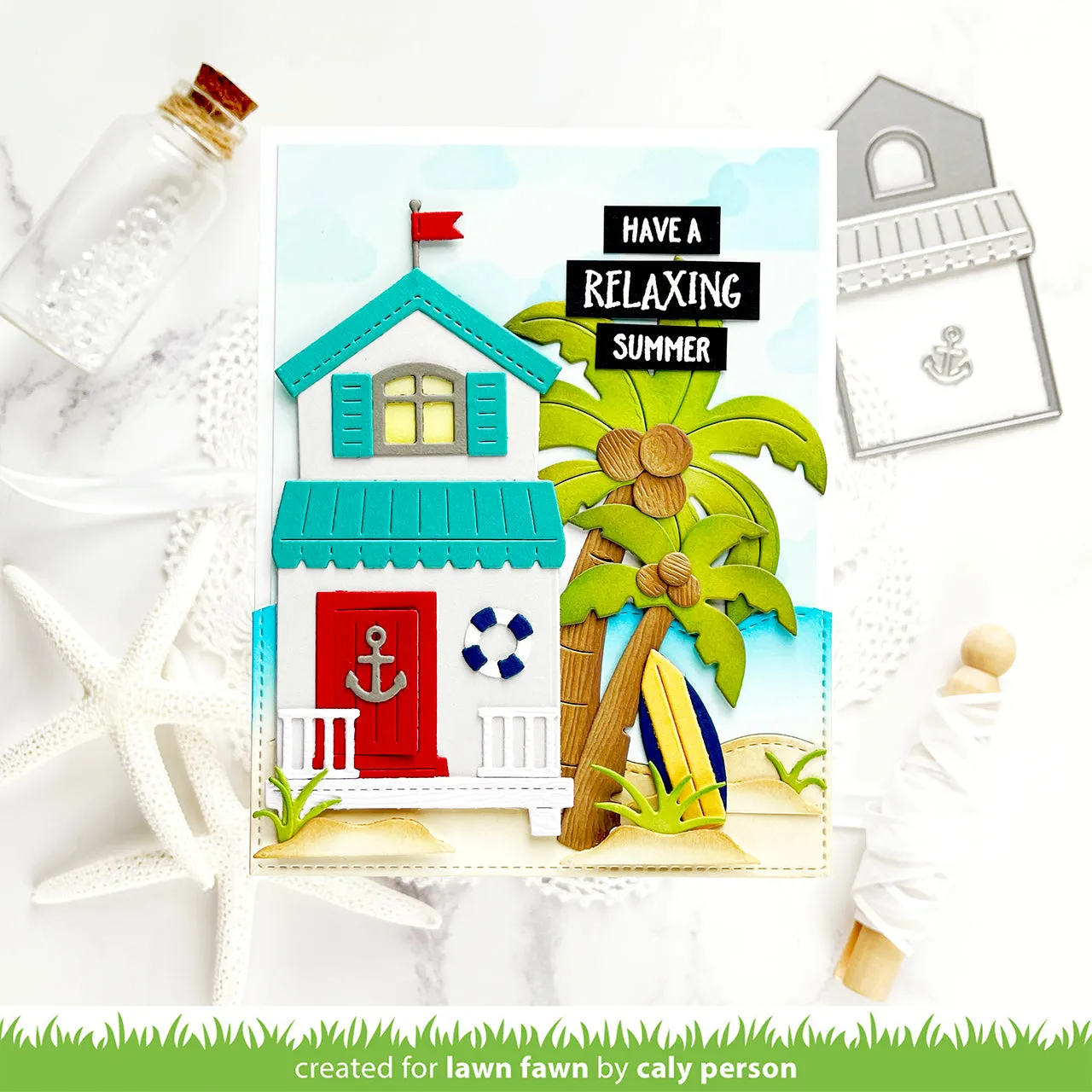 Lawn Fawn Build-A-House Beach Add-On Stanze Sommer