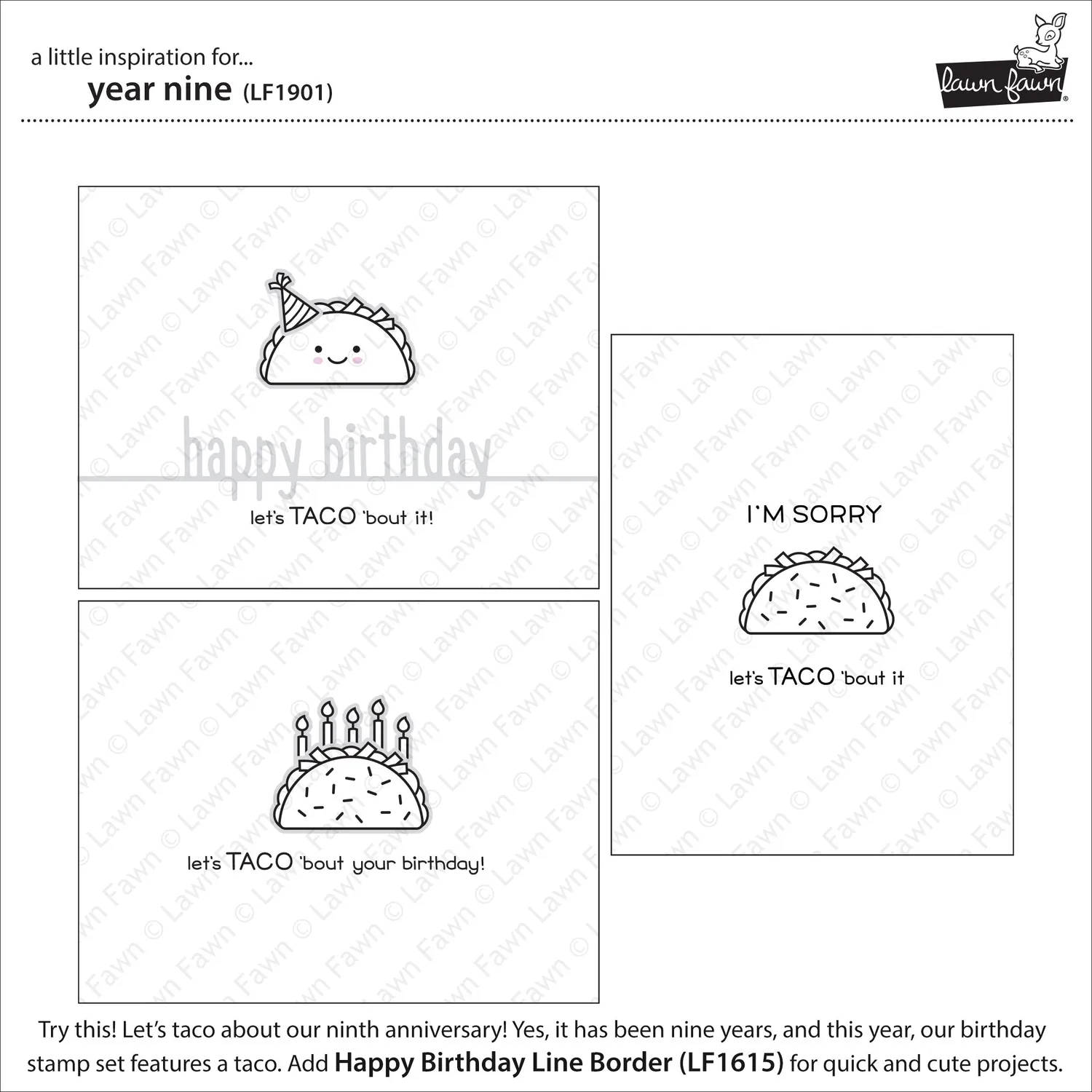 Lawn Fawn Year Nine Stempel Taco Mini