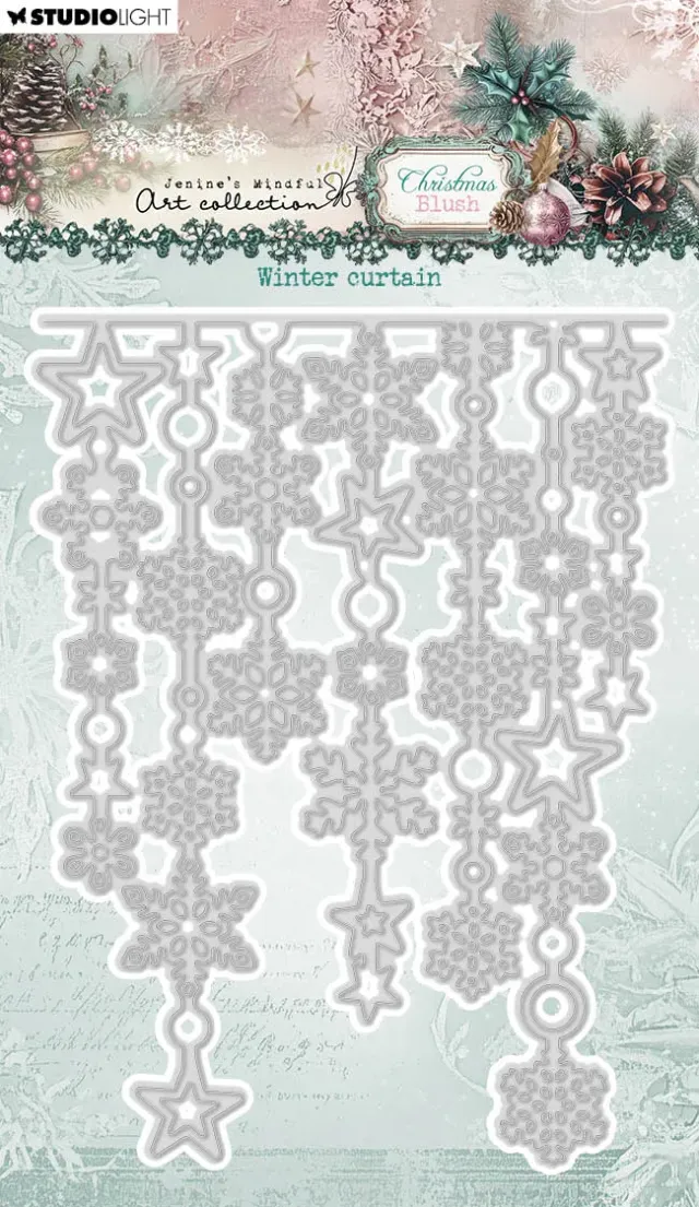 Jenine's Mindful Art Christmas Blush Cutting Die Winter curtain