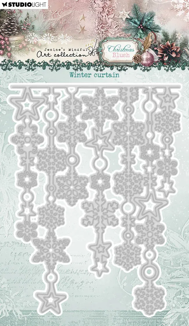 Jenine's Mindful Art Christmas Blush Cutting Die Winter curtain