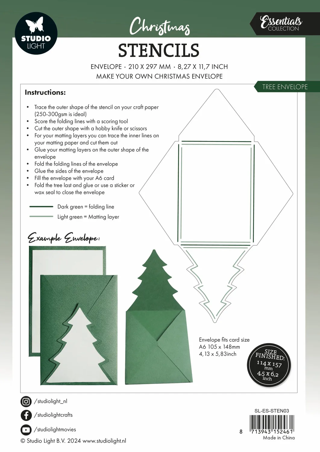 StudioLight Essentials Tree envelope Stencil 148x210 mm