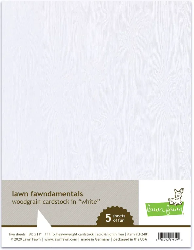 Lawn Fawn Woodgrain Cardstock weiß Strukturpapier 5 Blatt