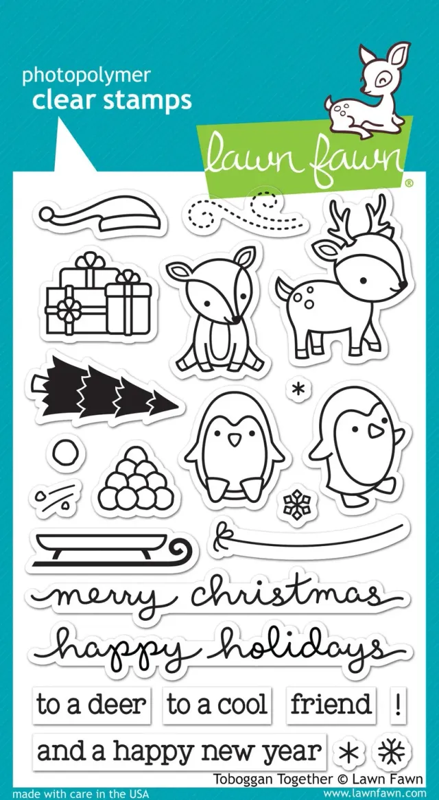 Lawn Fawn Toboggan Together LF976 Clear Stamps Weihnachten 24er