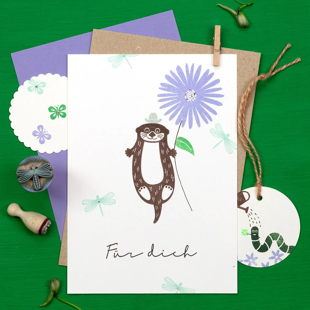 Perlenfischer Otter Stempel 32x62 mm Holz