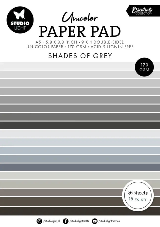 StudioLight Essentials Paper Pad Shades of grey 36 Blatt