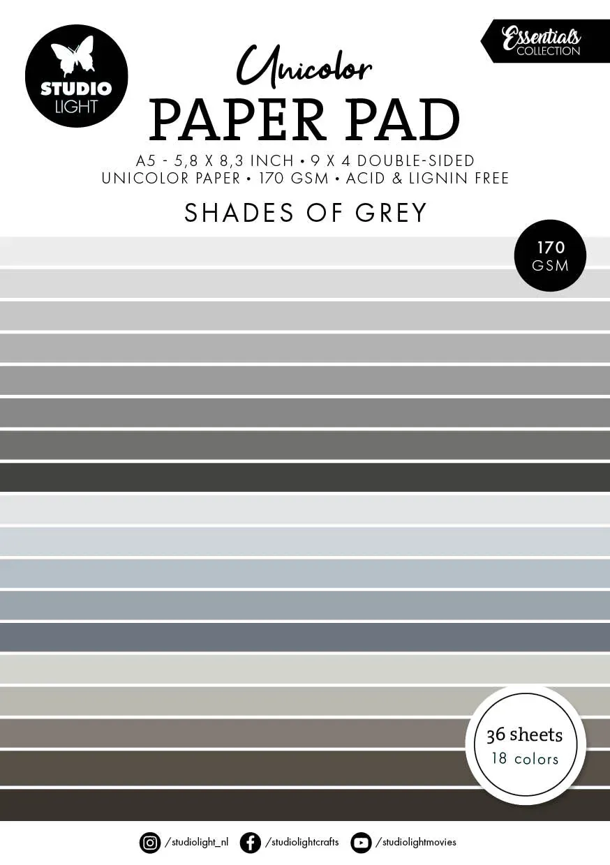 StudioLight Essentials Paper Pad Shades of grey 36 Blatt