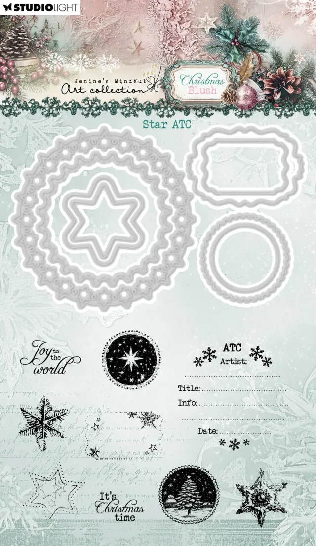 Jenine's Mindful Art Christmas Blush Star ATC Stempel Stanze