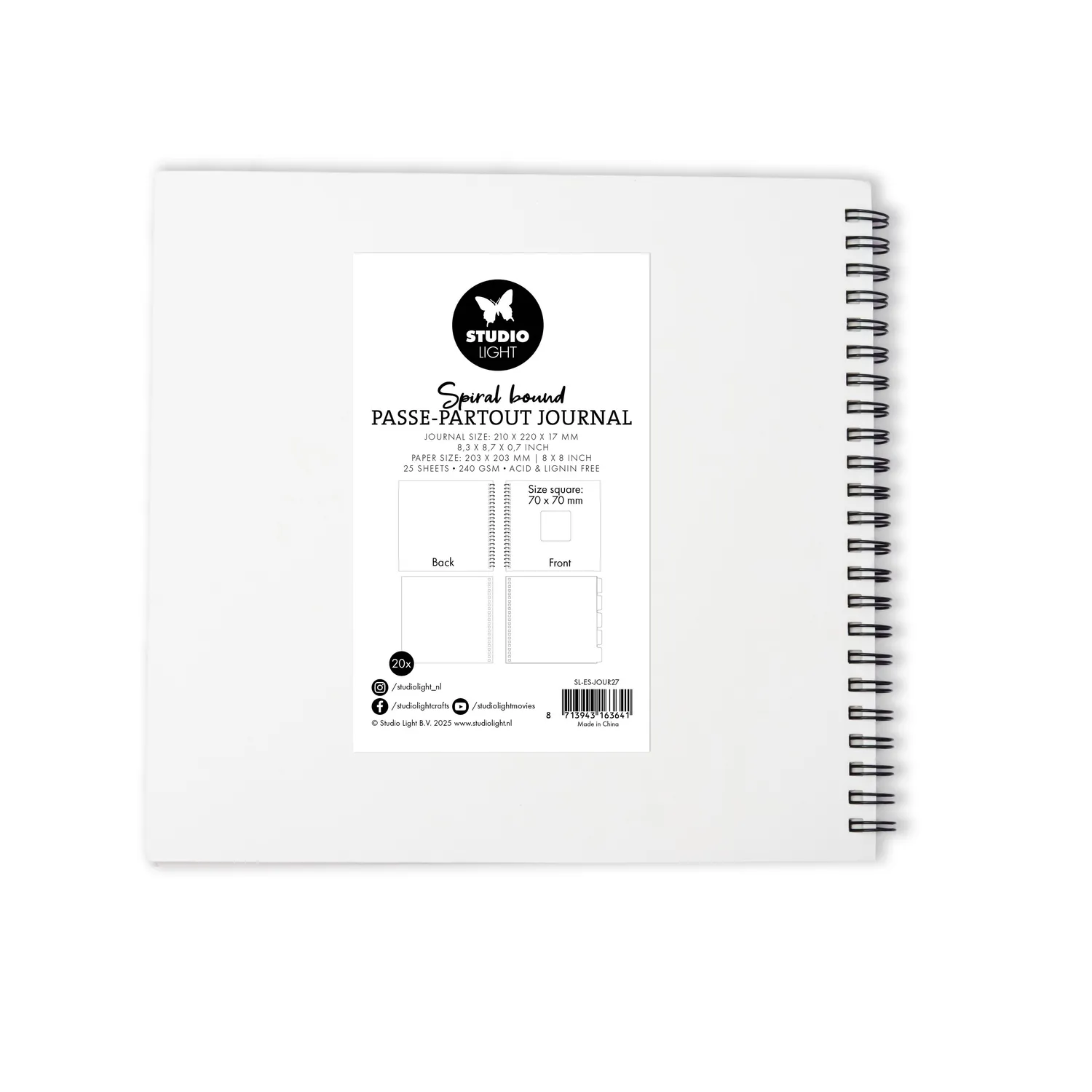 StudioLight Essentials Spiral Journal 8x8 inch Passepartout beige