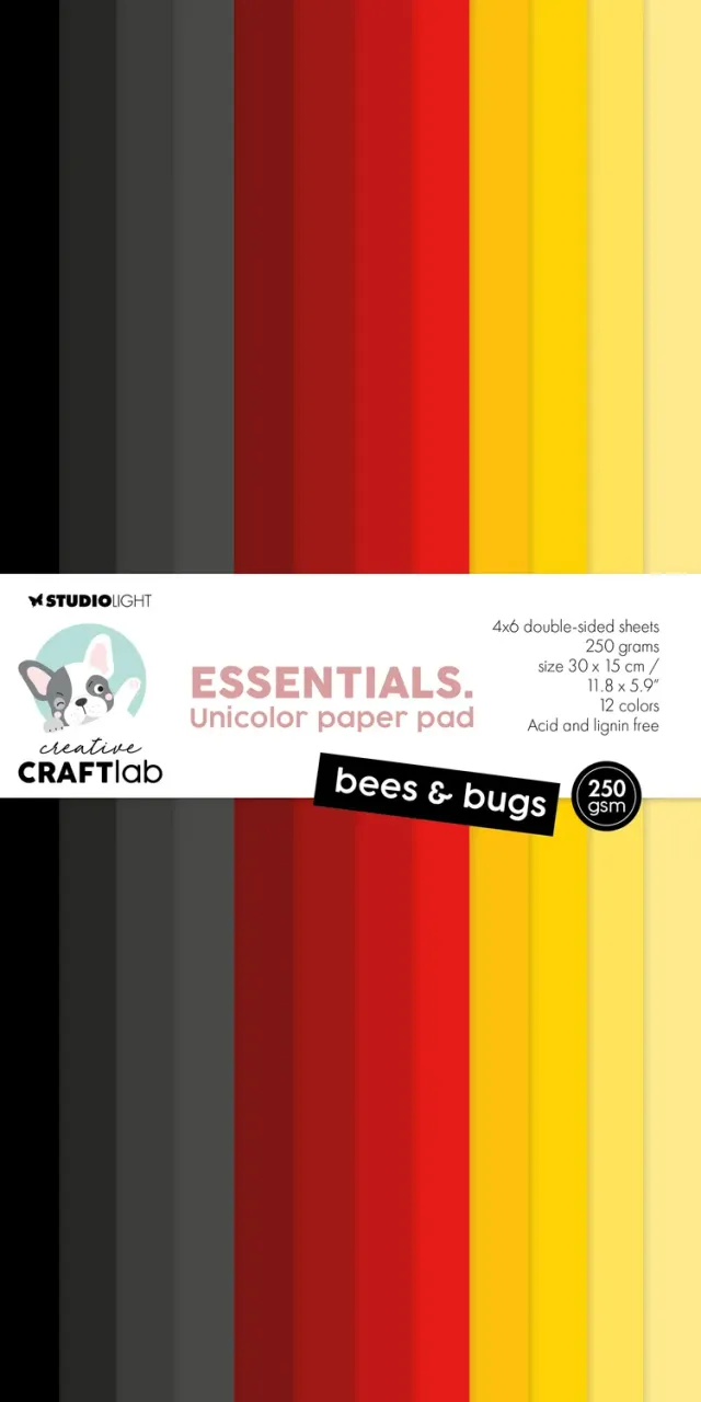 StudioLight Creative Craftlab Bees & Bugs Papierblock 24 Blatt unifarbig