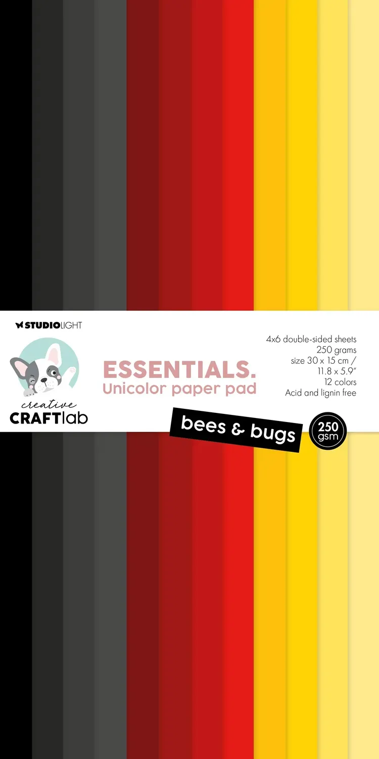 StudioLight Creative Craftlab Bees & Bugs Papierblock 24 Blatt unifarbig