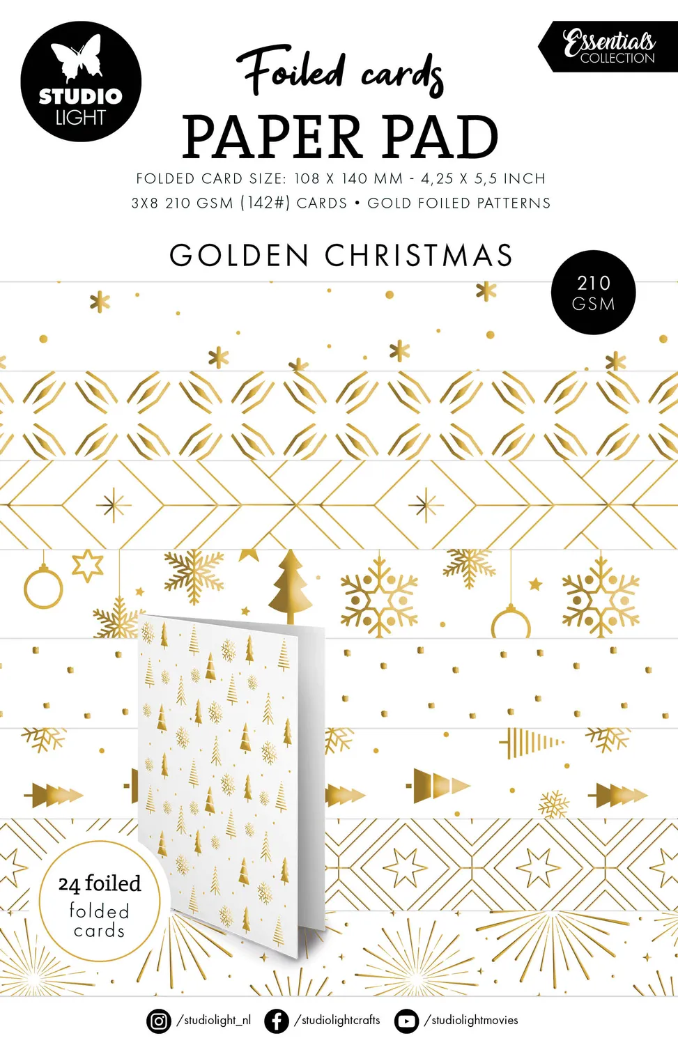 StudioLight Essentials Gold Patterns Karten 24 Blatt Gold