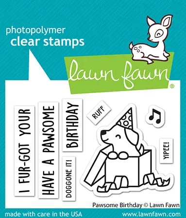 Lawn Fawn Pawsome Birthday Stempelset Hund Mini