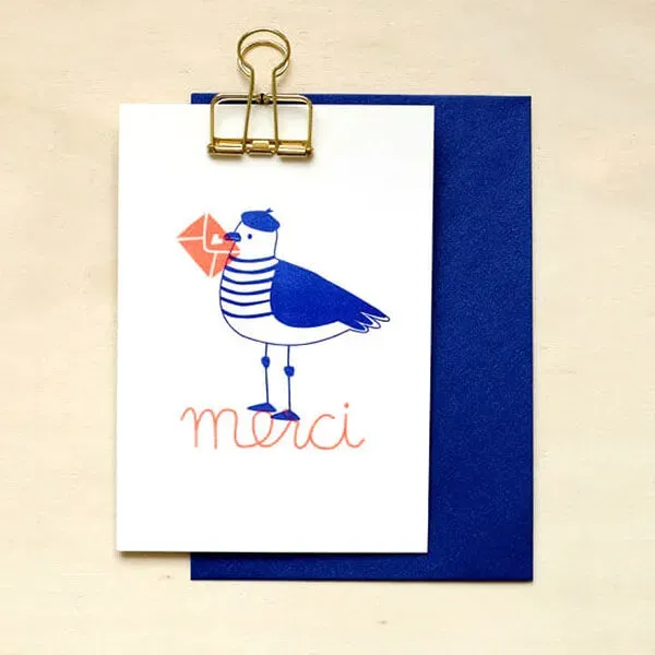 Perlenfischer Möwe Merci Karte Grußkarte 14x10 cm