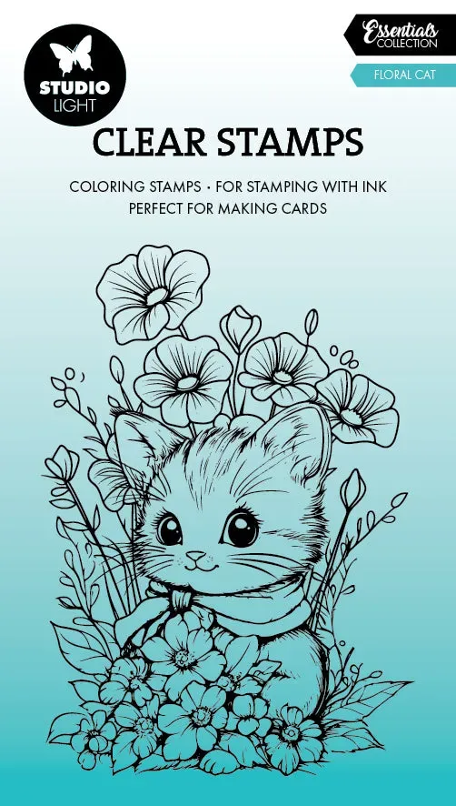StudioLight Essentials Floral Cat Clear Stamp