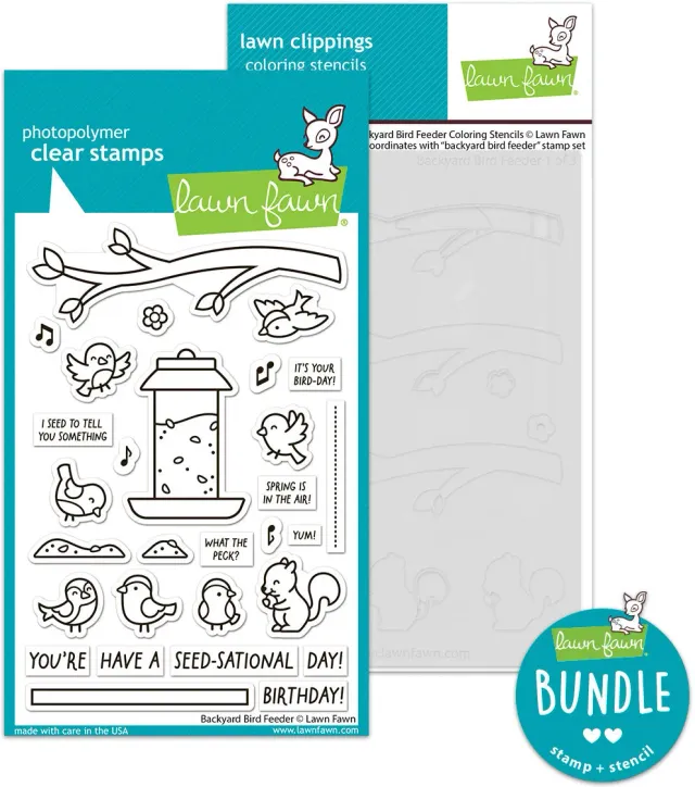 Lawn Fawn Backyard Bird Feeder Stempel Schablonen Bundle