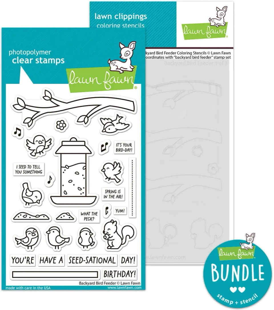 Lawn Fawn Backyard Bird Feeder Stempel Schablonen Bundle