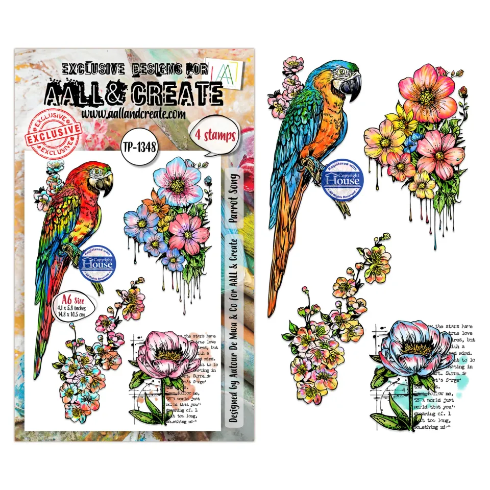 AALL and Create TP-1348 Parrot Song Stempelset A6 Photopolymer