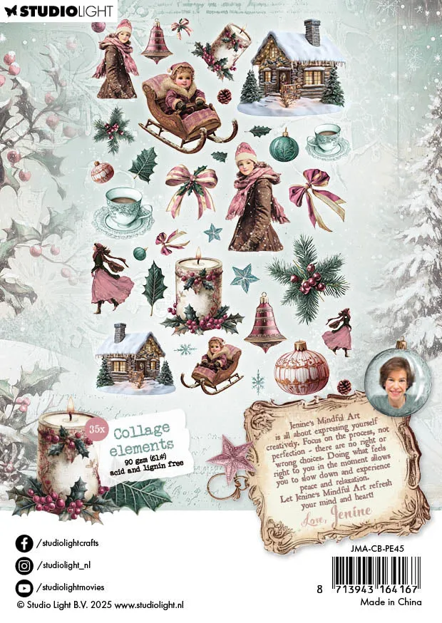 StudioLight Jenine's Mindful Art Christmas Blush Papier-Elemente 35-teilig rosa