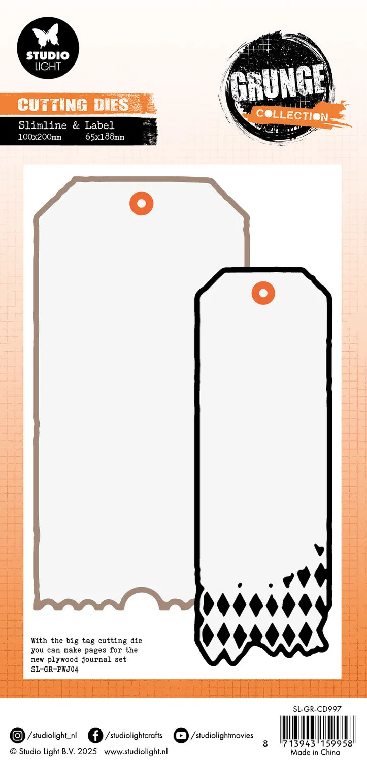 StudioLight Grunge Tag shapes Stanzschablone 100x200 mm