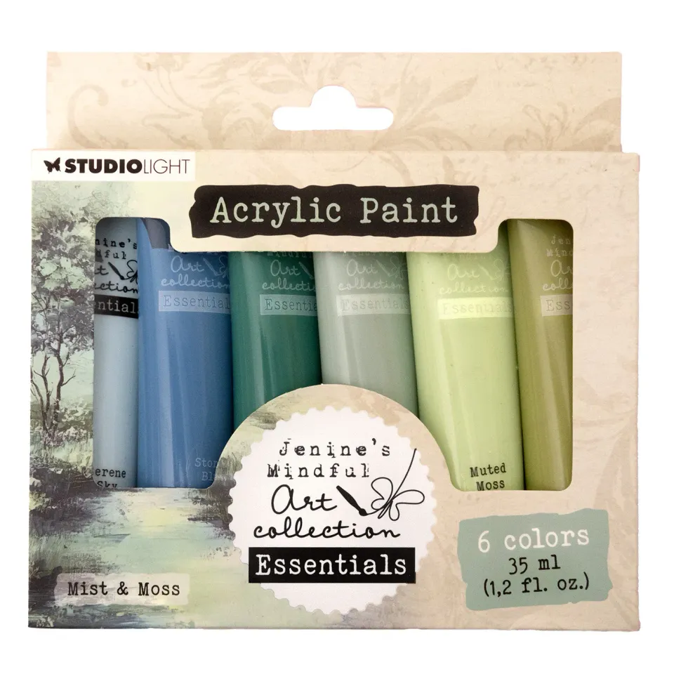 Jenine's Mindful Art Essentials Acrylfarben Mist & Moss 6-tlg