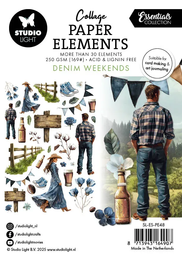 StudioLight Essentials Denim Weekends Paper Elements 36-tlg blau
