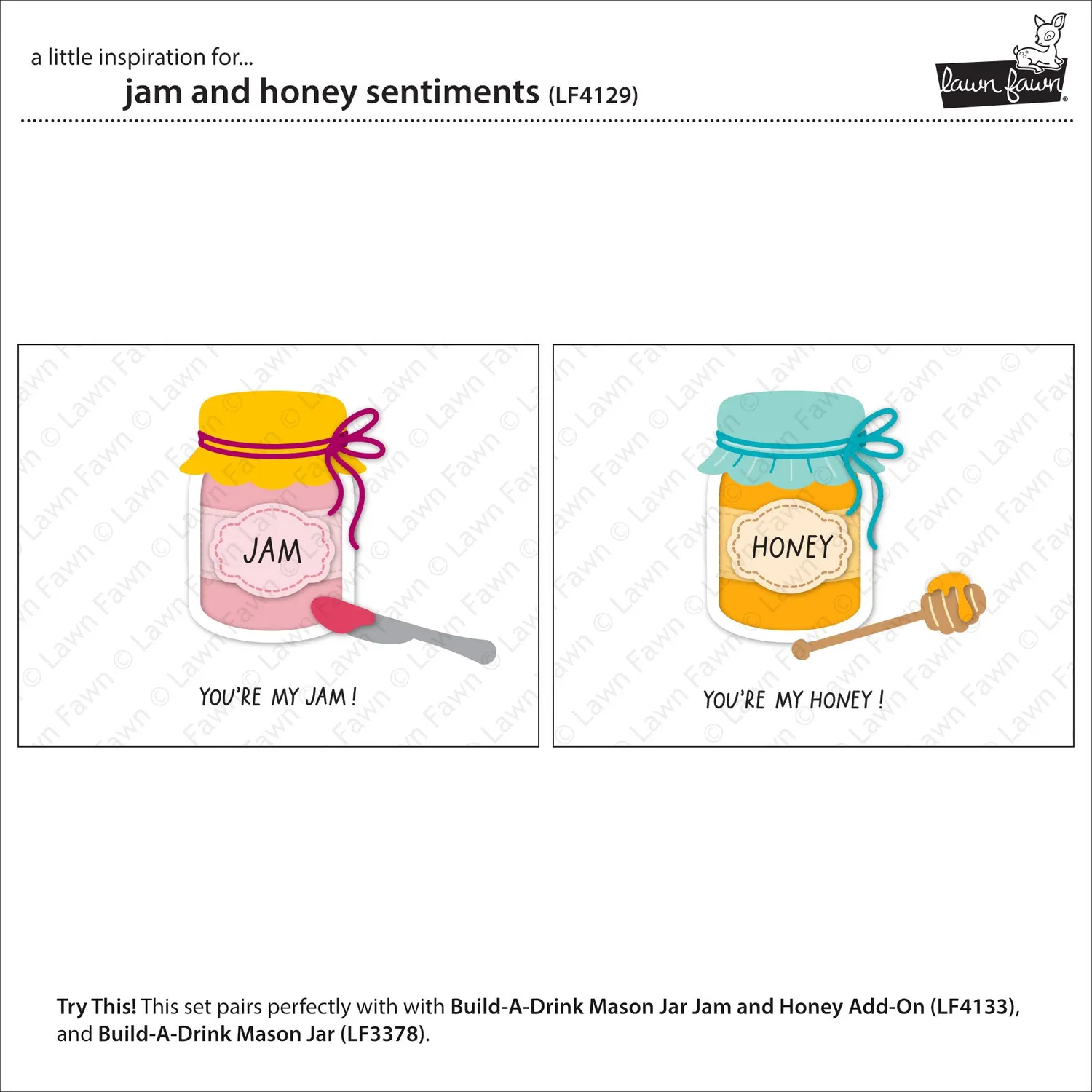Lawn Fawn Jam and Honey Sentiments Stempelset englisch