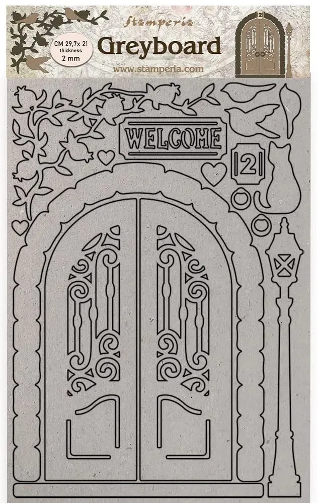 Stamperia Casa Granada Welcome Door Graupappe A4 2mm Tür