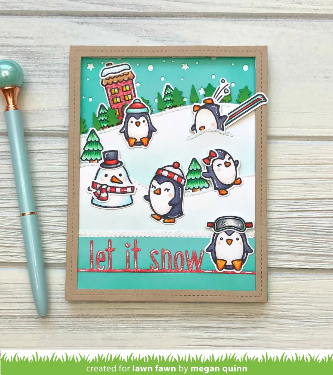 Lawn Fawn Let it Snow Line Border Stanzen Winter Schrift