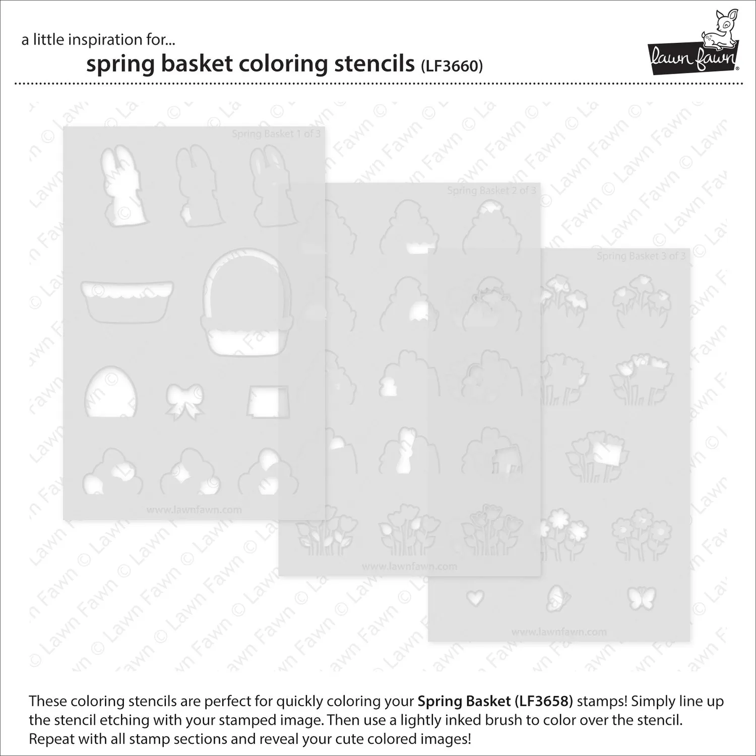 Lawn Fawn Spring Basket Coloring Schablonen 3-teilig Ostern
