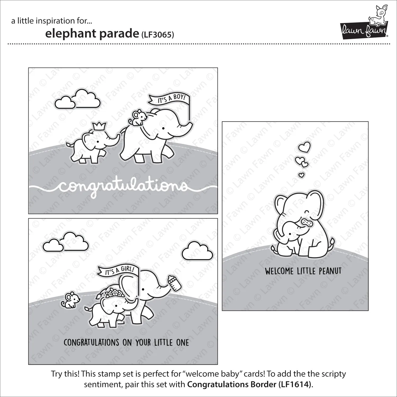 Lawn Fawn Elephant Parade Stempelset Baby