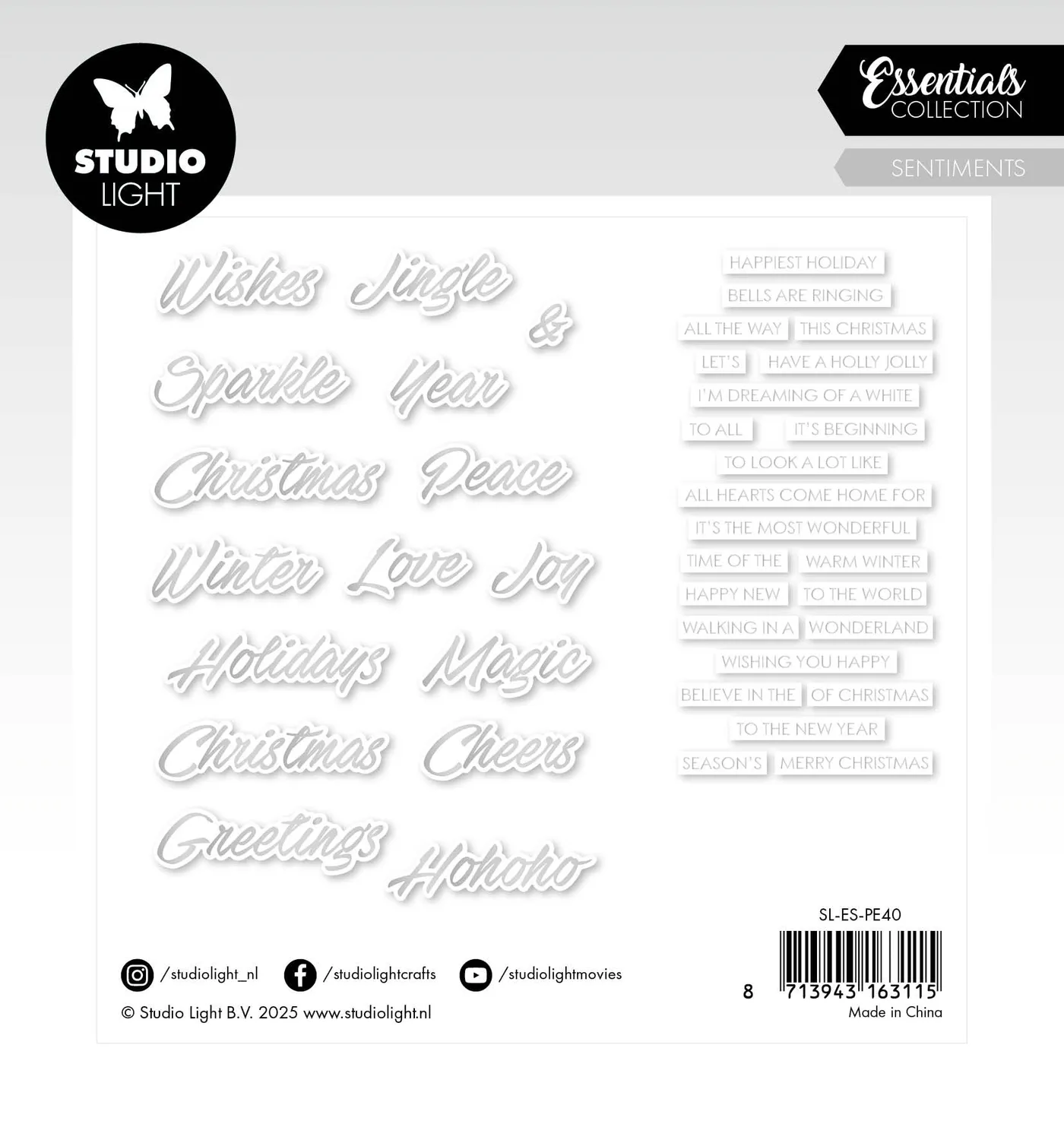 StudioLight Essentials Paper Elements Silver Sentiments 40 St