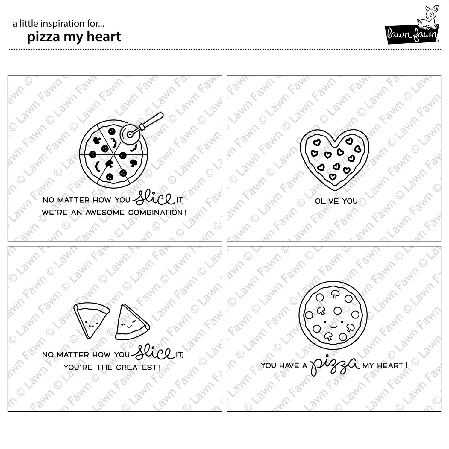 Lawn Fawn Pizza My Heart Stempelset 36-teilig