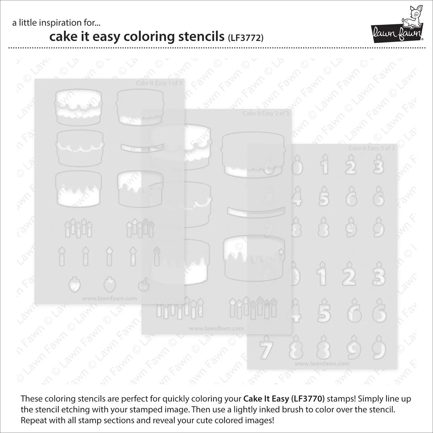 Lawn Fawn Cake It Easy Coloring Stencils 3-tlg