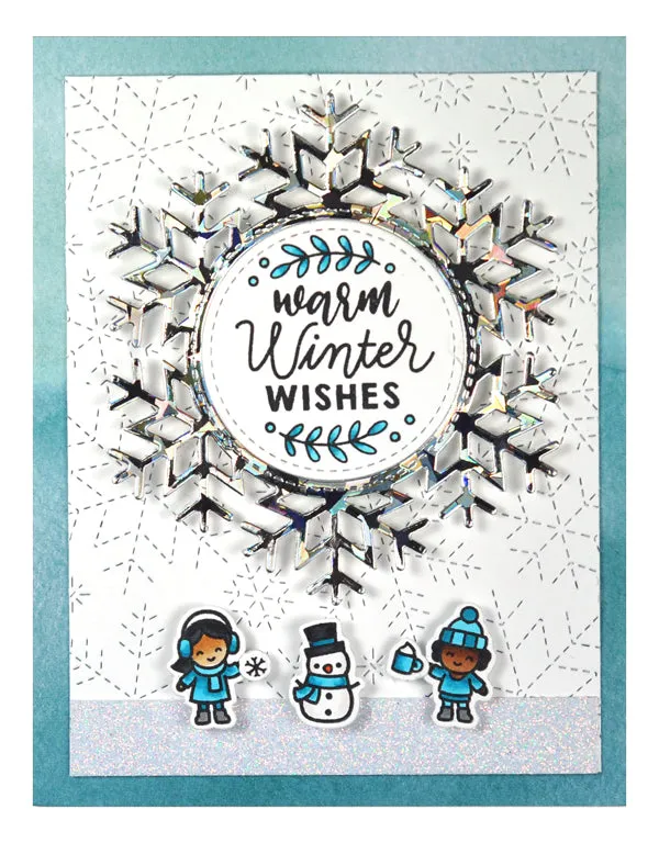Lawn Fawn Stitched Snowflake Backdrop Stanzen Winter A2