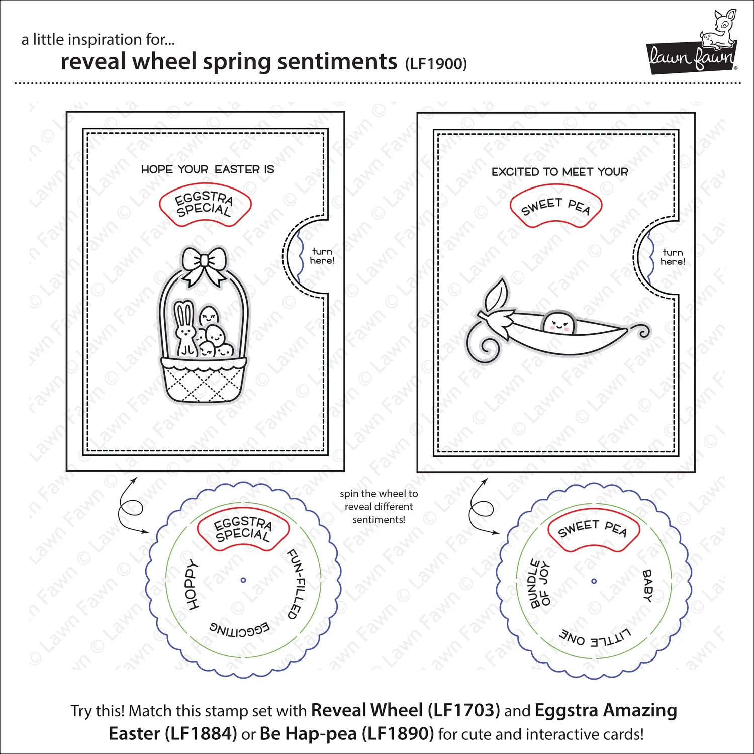 Lawn Fawn Reveal Wheel Spring Sentiments Stempelset LF1900