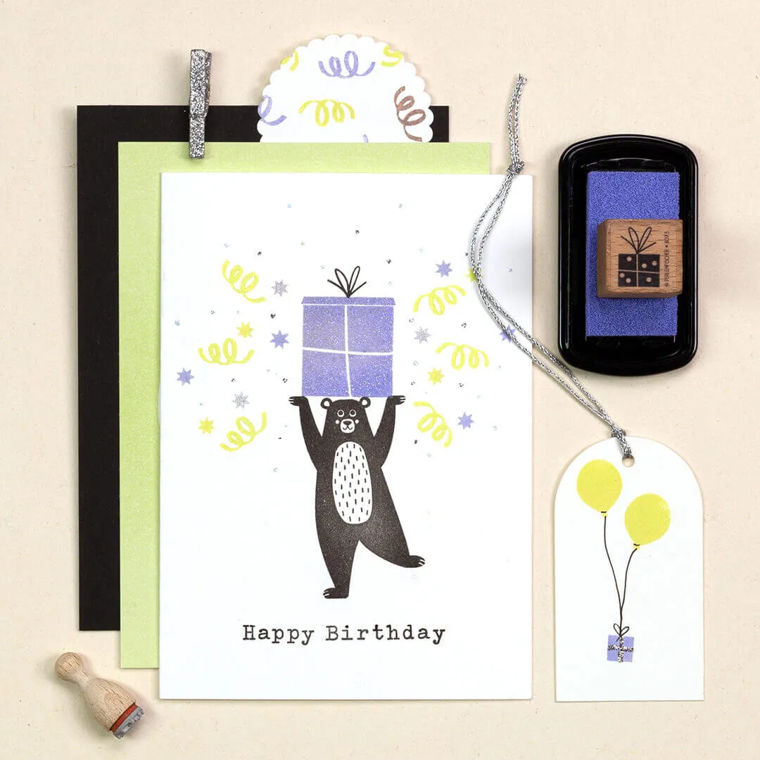 Perlenfischer Happy Birthday klassisch Textstempel 6x57mm