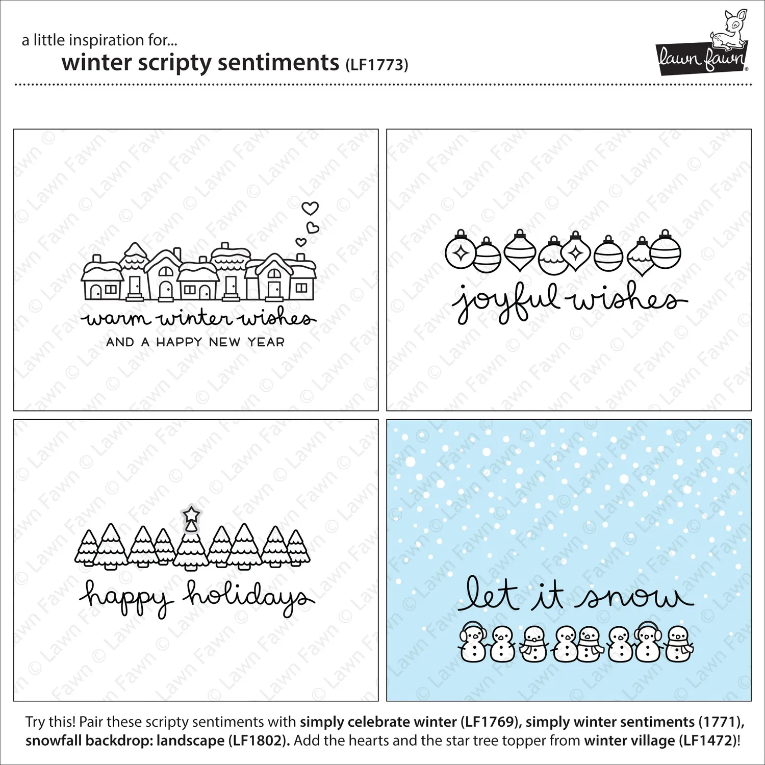 Lawn Fawn Winter Scripty Sentiments Stempelset Schriftzüge
