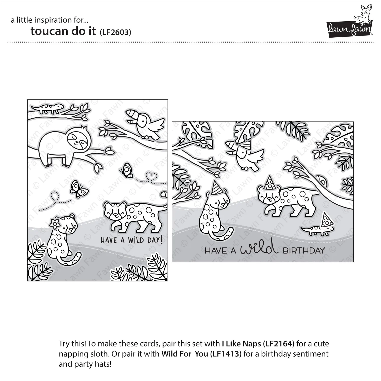 Lawn Fawn Toucan Do It LF2603 Stempelset Tropisch