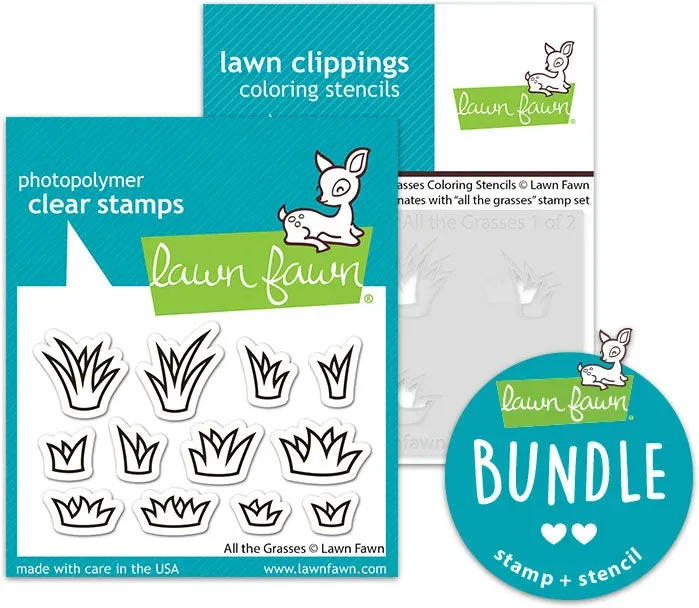 Lawn Fawn All the Grasses Bundle Stempel + Schablonen