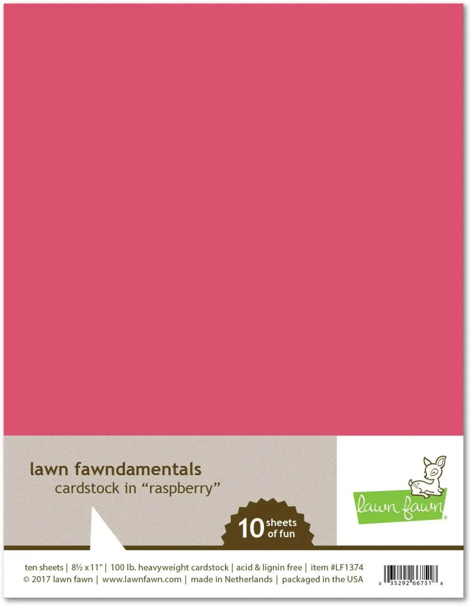 Lawn Fawn Raspberry Cardstock Bastelkarton 10 Blatt himbeer