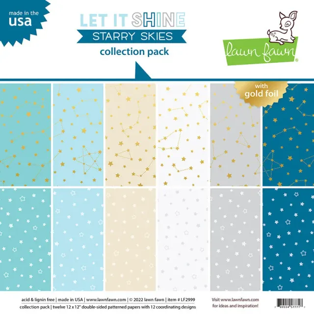 Lawn Fawn Let It Shine Starry Skies Designpapier 12 Bögen