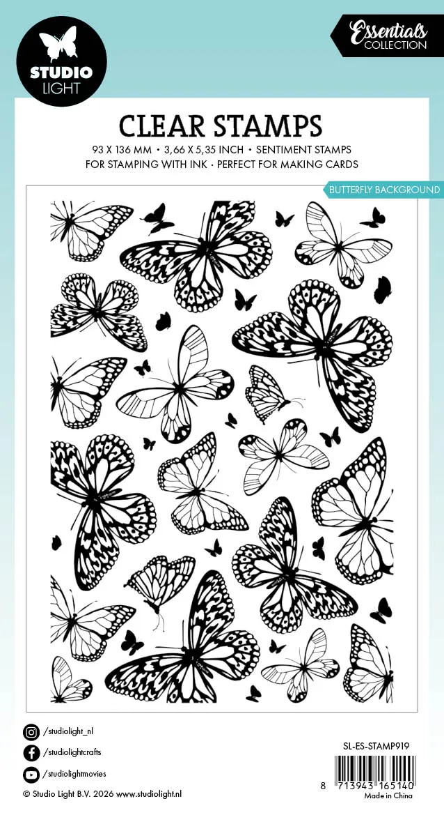 StudioLight Essentials Butterflies Background Stempel 93x136 mm