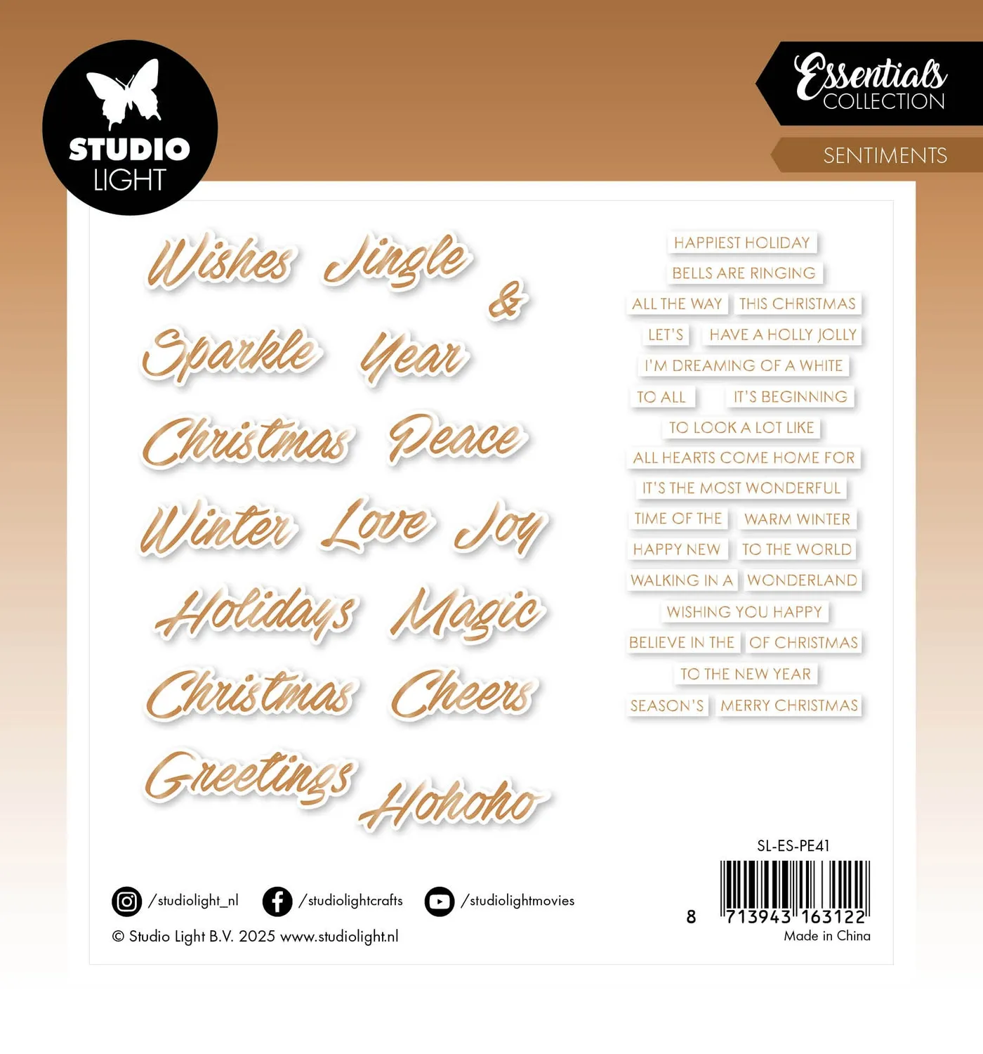 StudioLight Essentials Paper Elements Bronze Sentiments Trendy 40tlg